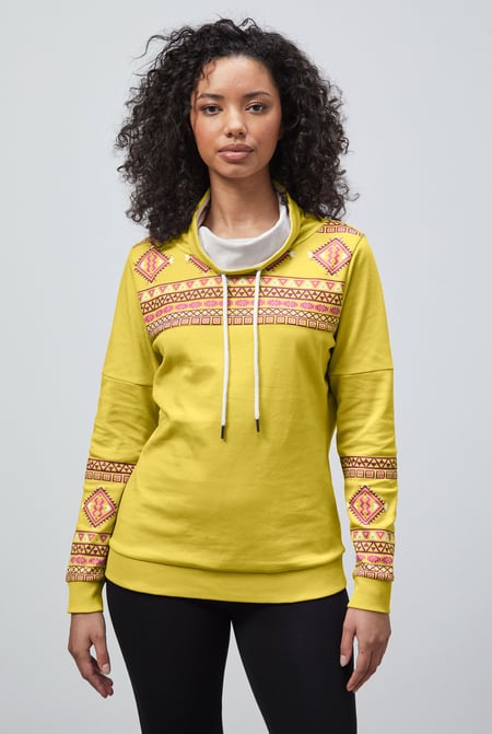 Pink Geo Printed High Collar Sweatshirt