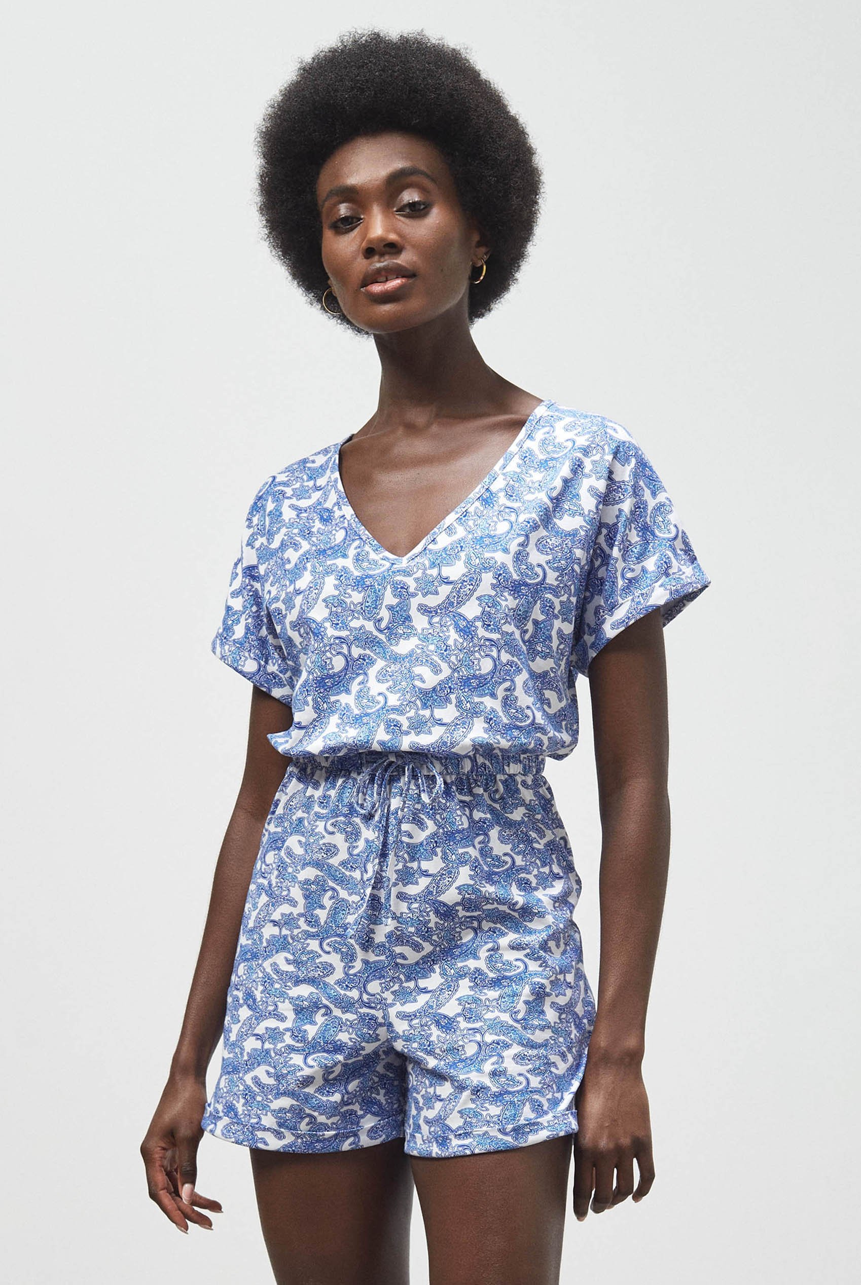 Roll up Sleeves AOP Play Suit