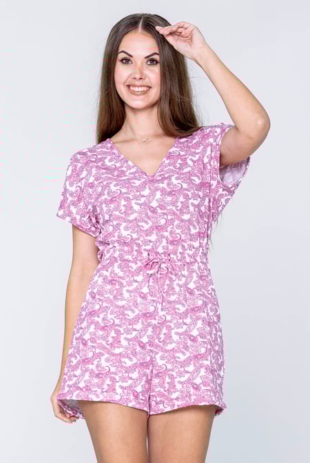 Green Roll up Sleeves AOP Play Suit