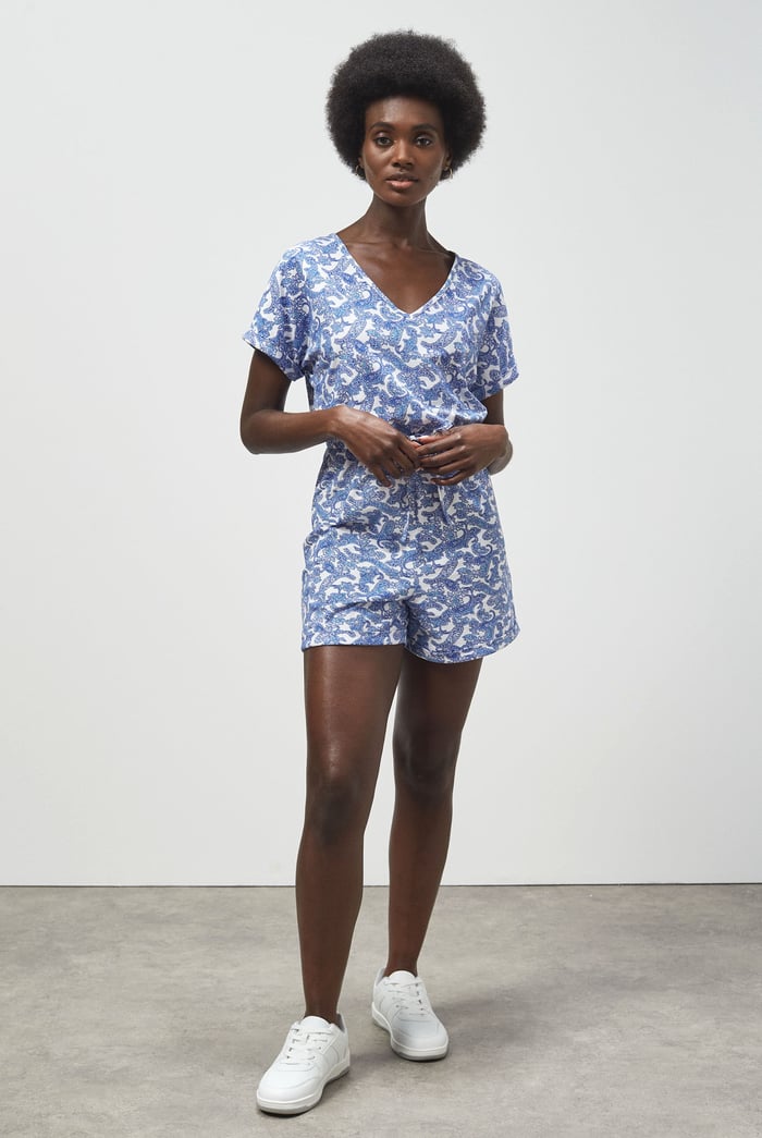 Roll up Sleeves AOP Play Suit