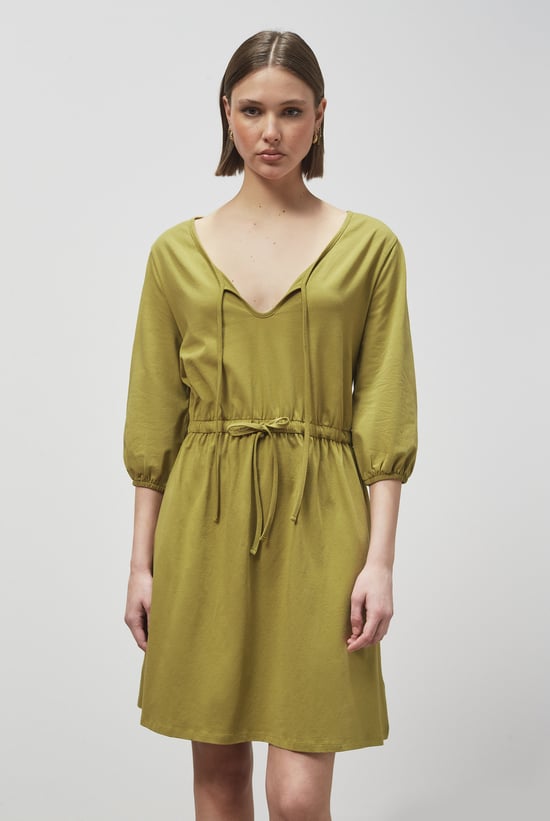 Drawstring Waist Jersey Dress