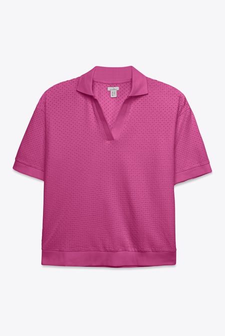 Purple Mesh Textured Polo Shirts