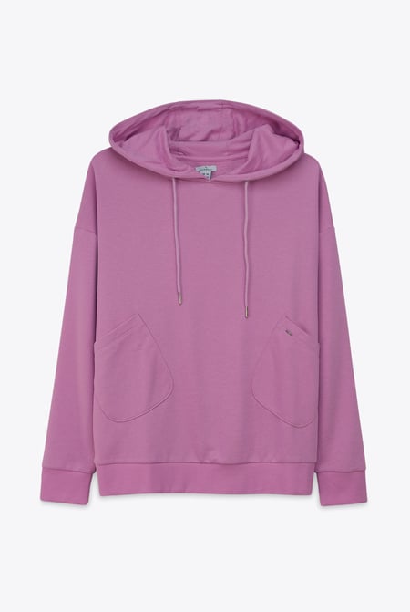 Pink Slanty Patch Pocket Hoodie