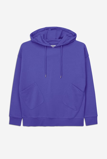 Blue Slanty Patch Pocket Hoodie