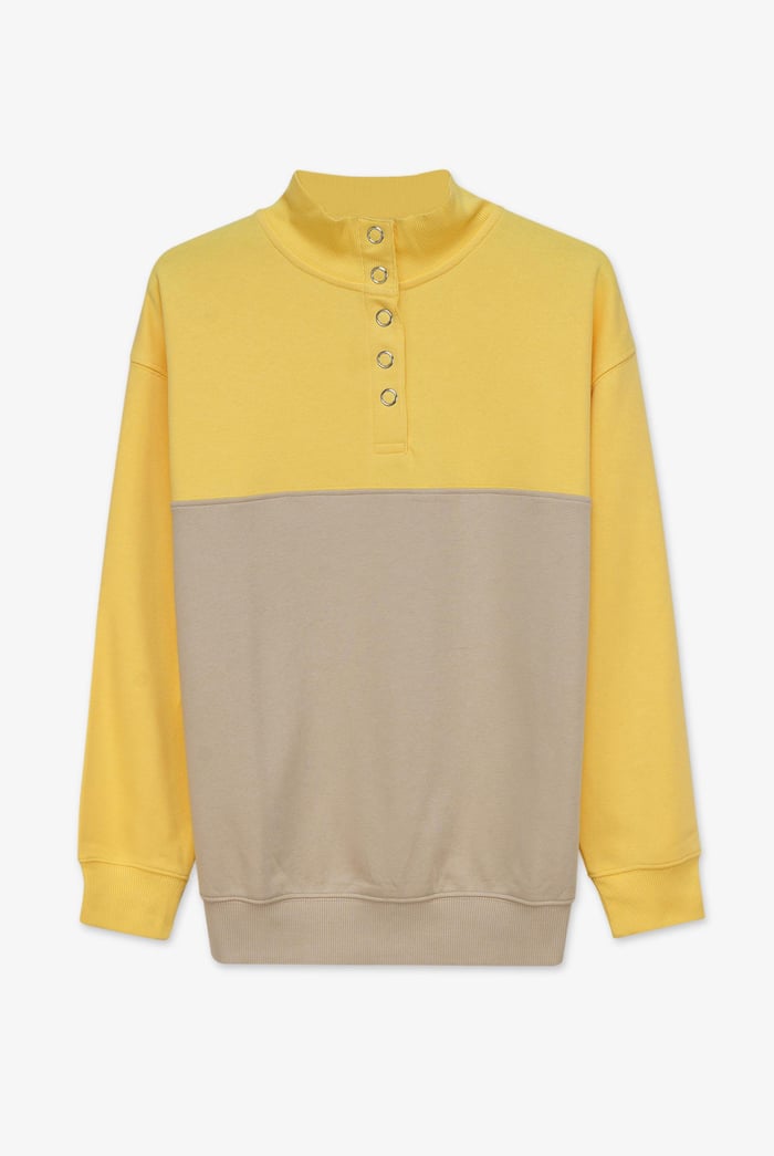 Colour Block LS High Neck Sweatshirt