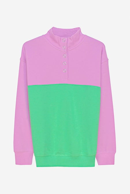 Yellow Colour Block LS High Neck Sweatshirt