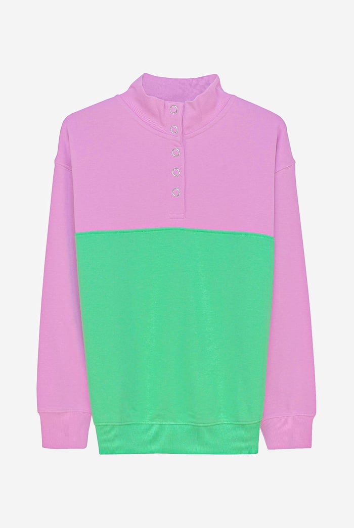 Colour Block LS High Neck Sweatshirt