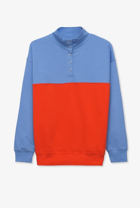 Yellow Colour Block LS High Neck Sweatshirt