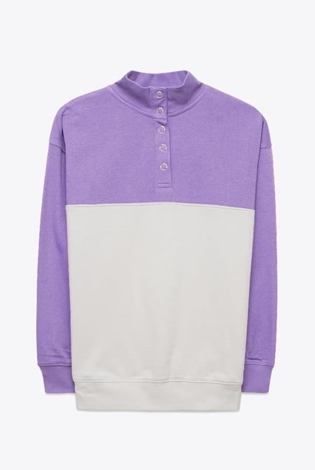 Yellow Colour Block LS High Neck Sweatshirt