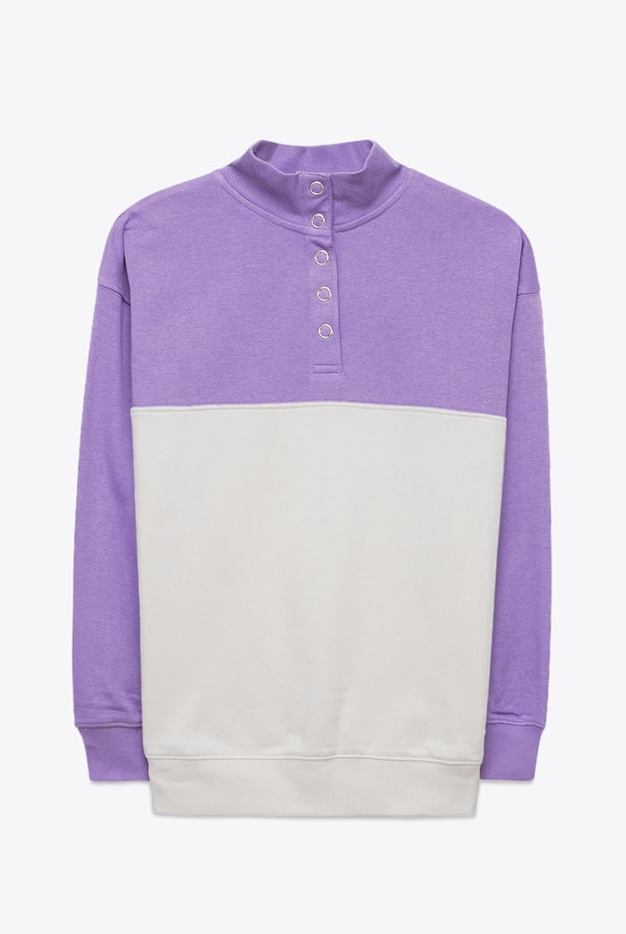 Colour Block LS High Neck Sweatshirt