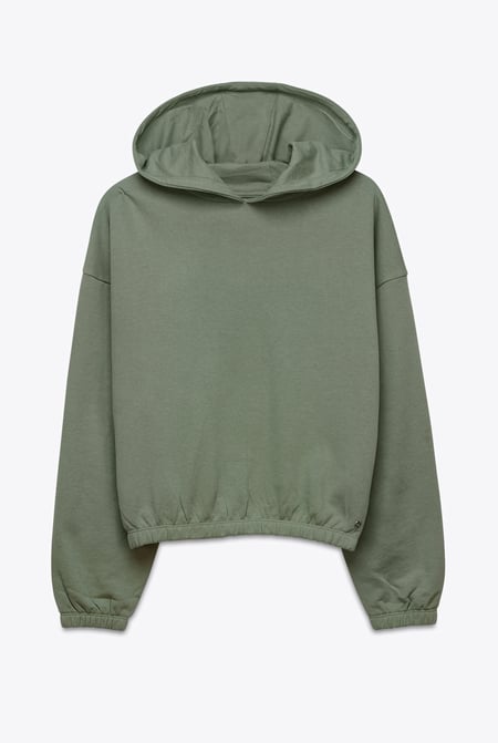 Green Jersey Hoodie With Elastic Waistband