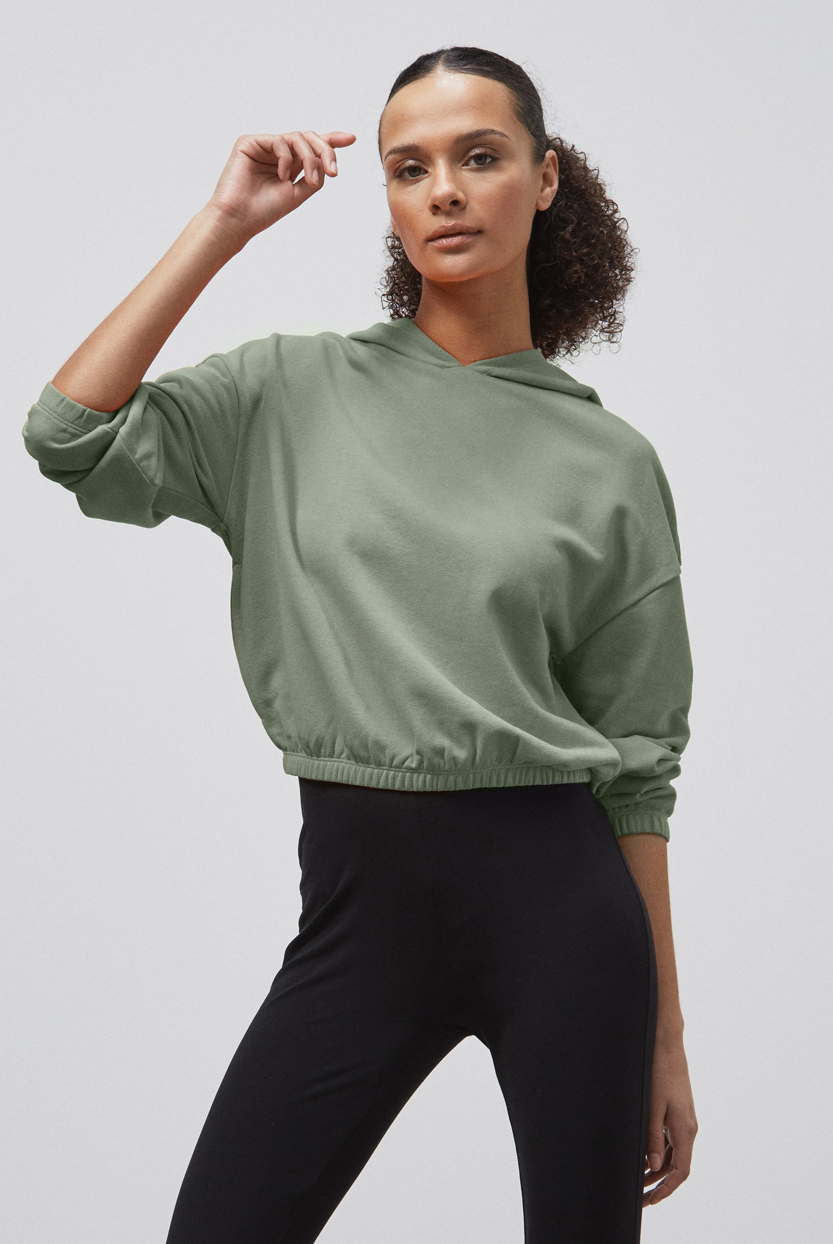 Jersey Hoodie With Elastic Waistband