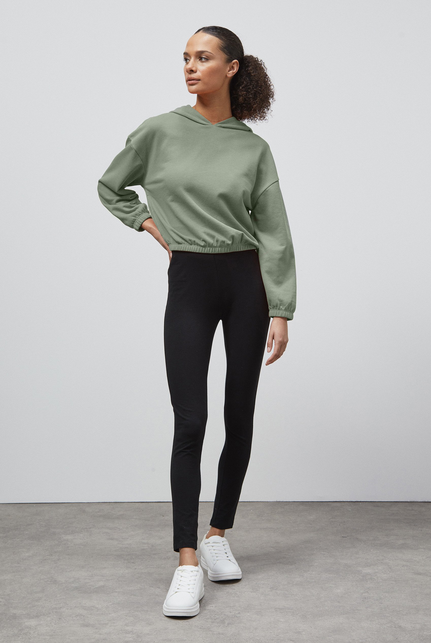 Jersey Hoodie With Elastic Waistband