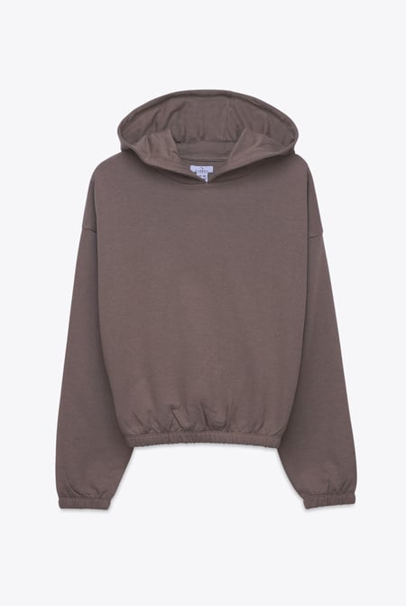 Brown Jersey Hoodie With Elastic Waistband