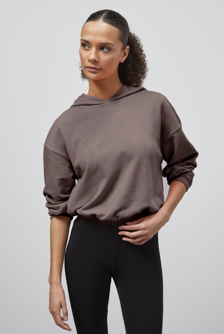 Orange Jersey Hoodie With Elastic Waistband