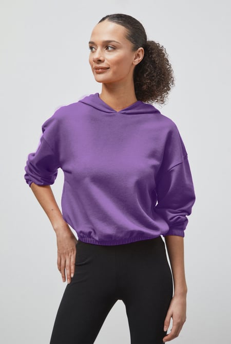 Orange Jersey Hoodie With Elastic Waistband