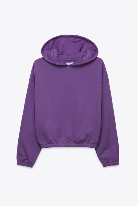 Purple Jersey Hoodie With Elastic Waistband