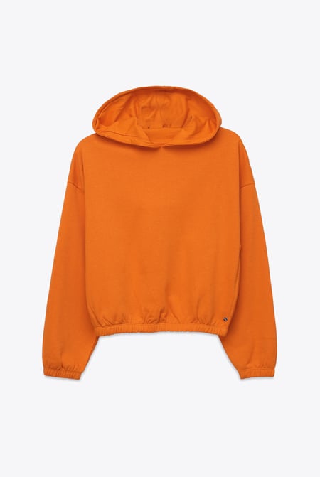Orange Jersey Hoodie With Elastic Waistband