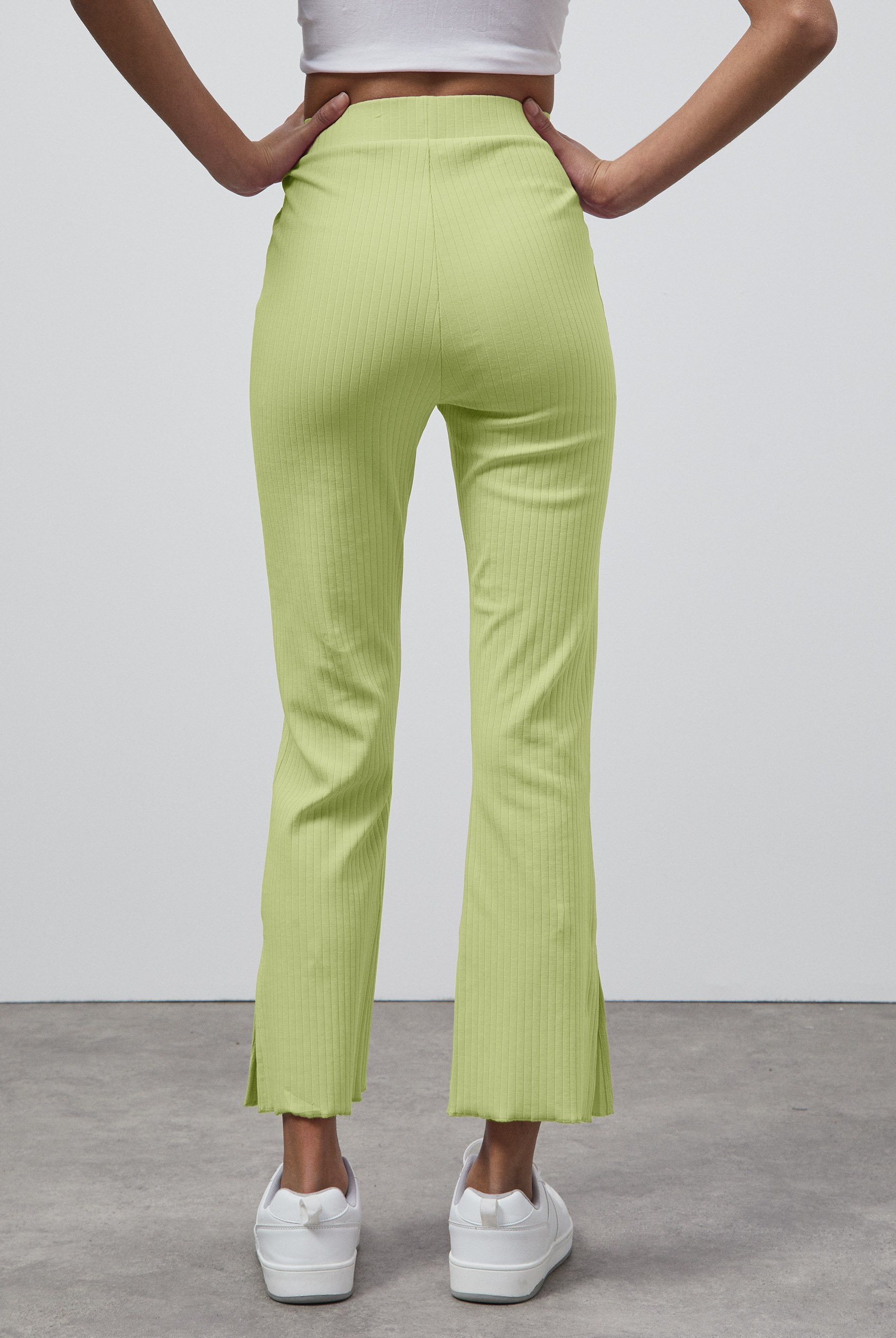 Textured Rib Side Slit Jersey Trousers