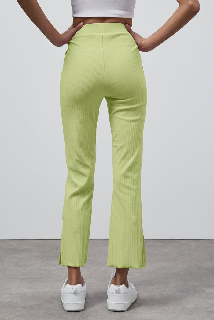 Textured Rib Side Slit Jersey Trousers