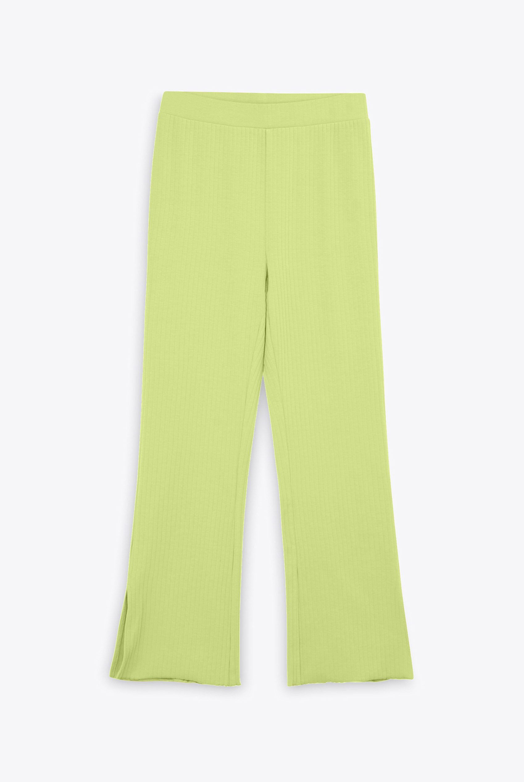 Textured Rib Side Slit Jersey Trousers
