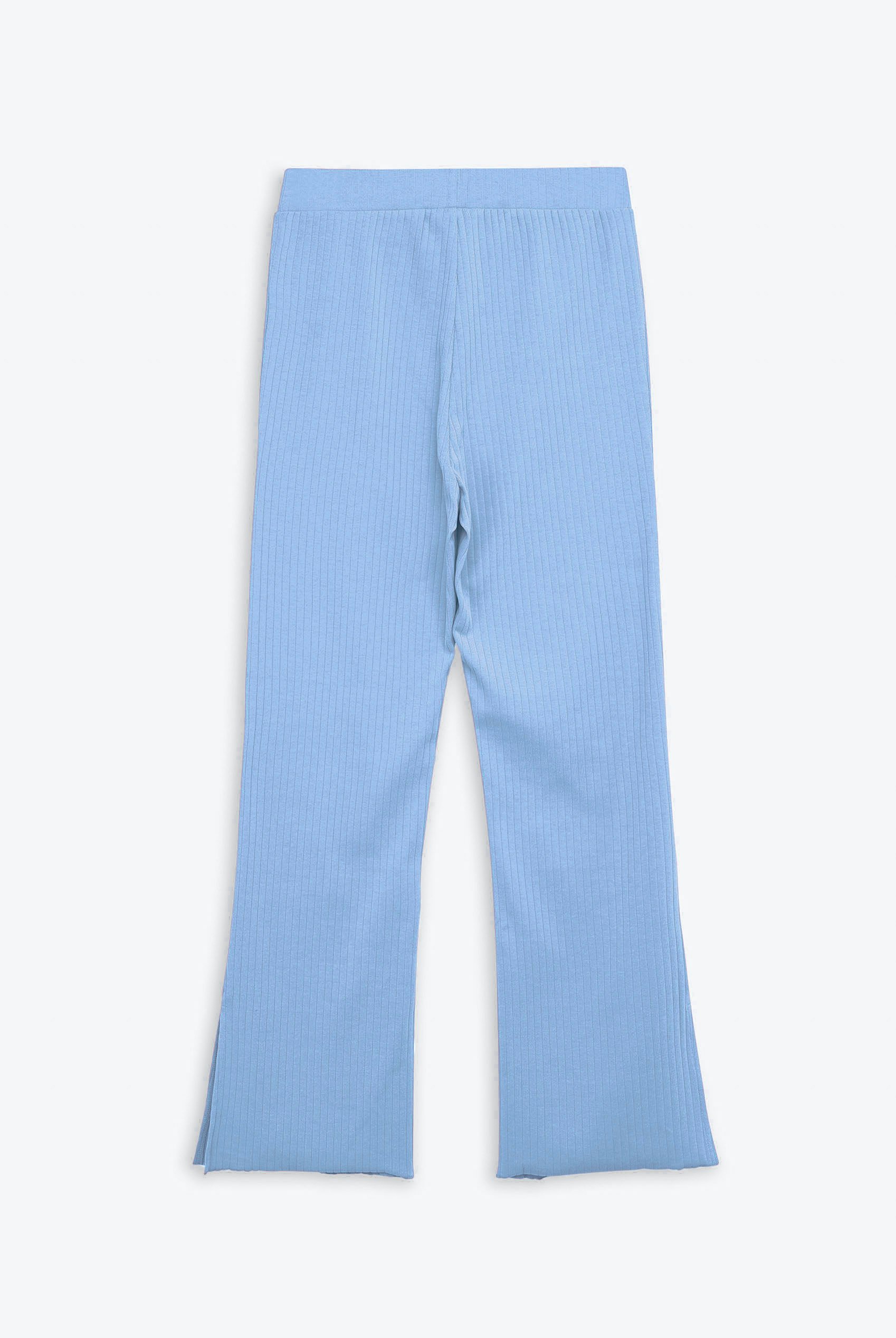 Textured Rib Side Slit Jersey Trousers