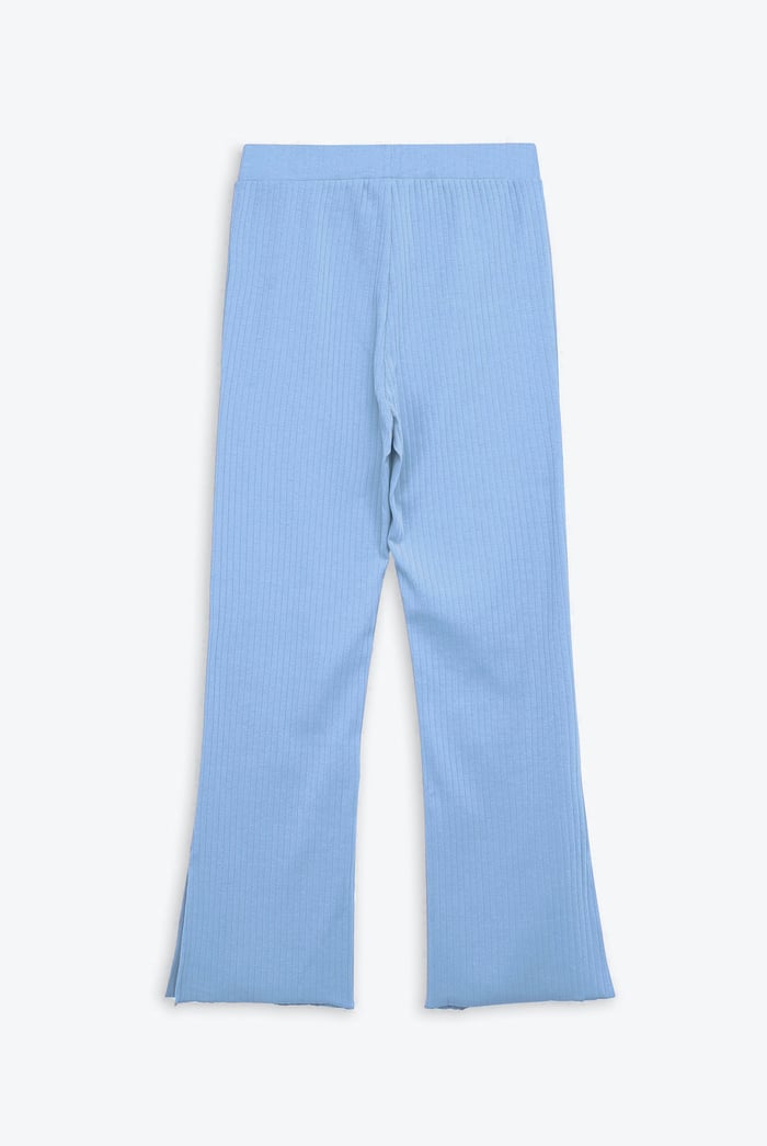 Textured Rib Side Slit Jersey Trousers