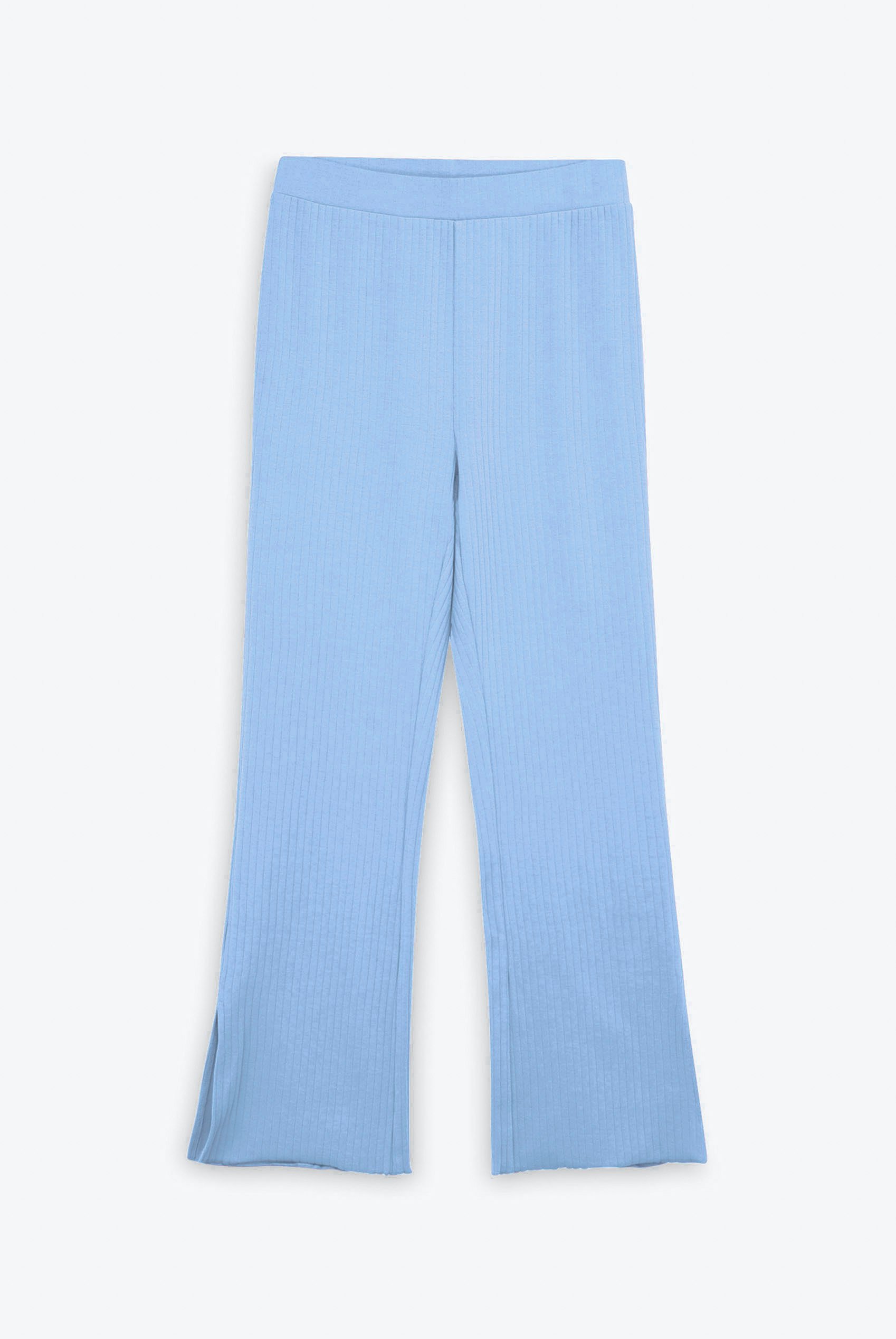 Textured Rib Side Slit Jersey Trousers