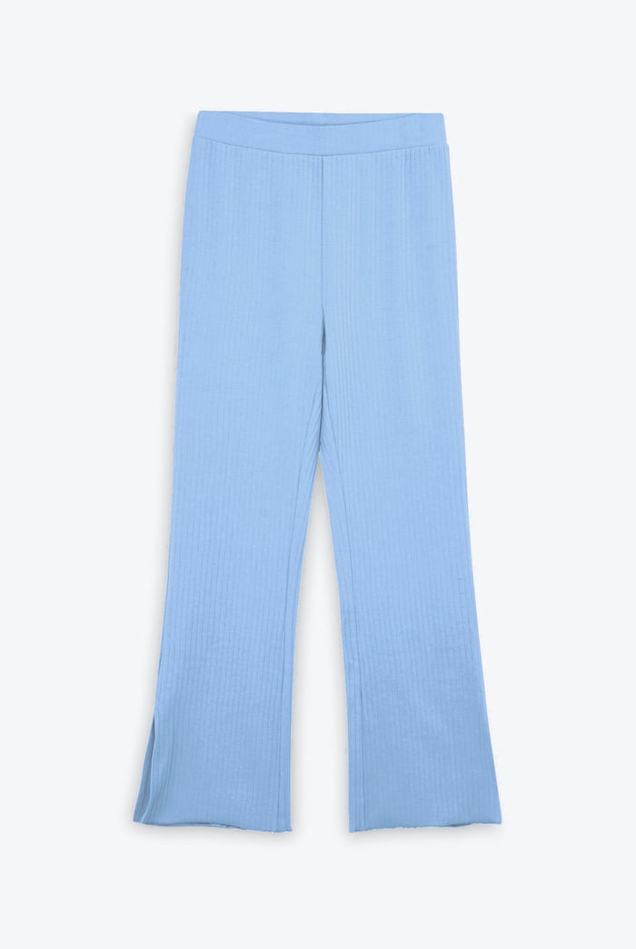 Textured Rib Side Slit Jersey Trousers
