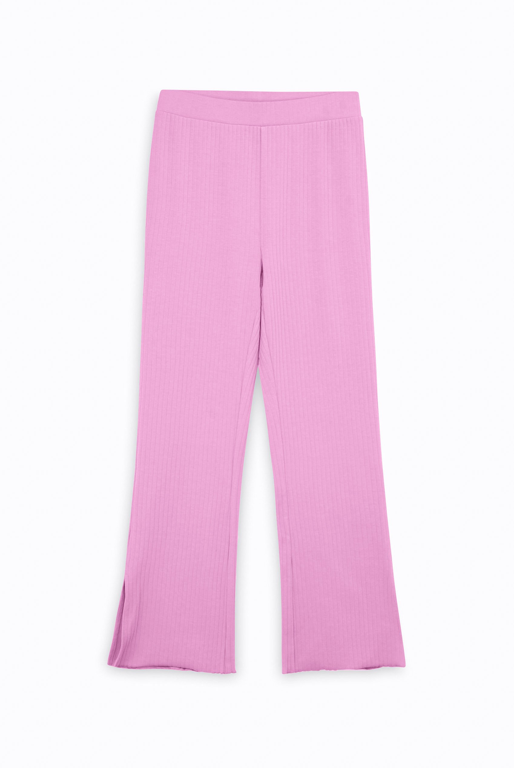 Textured Rib Side Slit Jersey Trousers