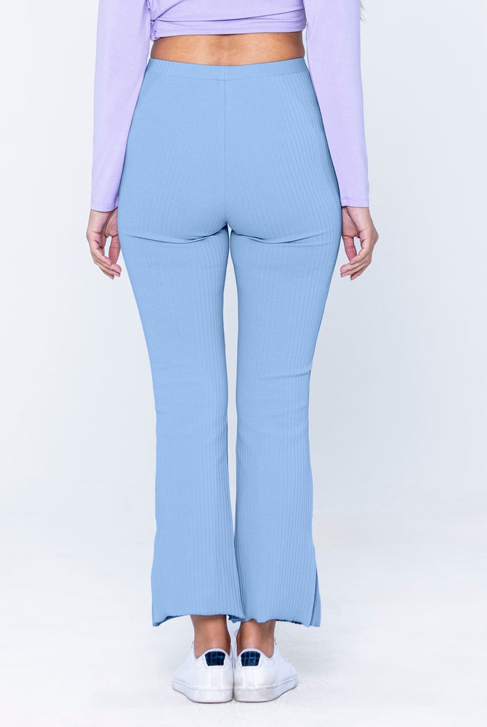 Textured Rib Side Slit Jersey Trousers
