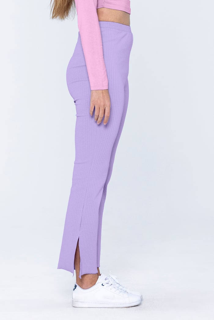 Textured Rib Side Slit Jersey Trousers