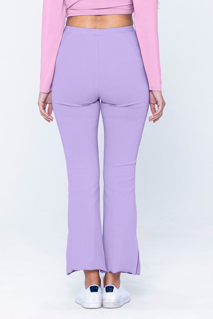 Textured Rib Side Slit Jersey Trousers