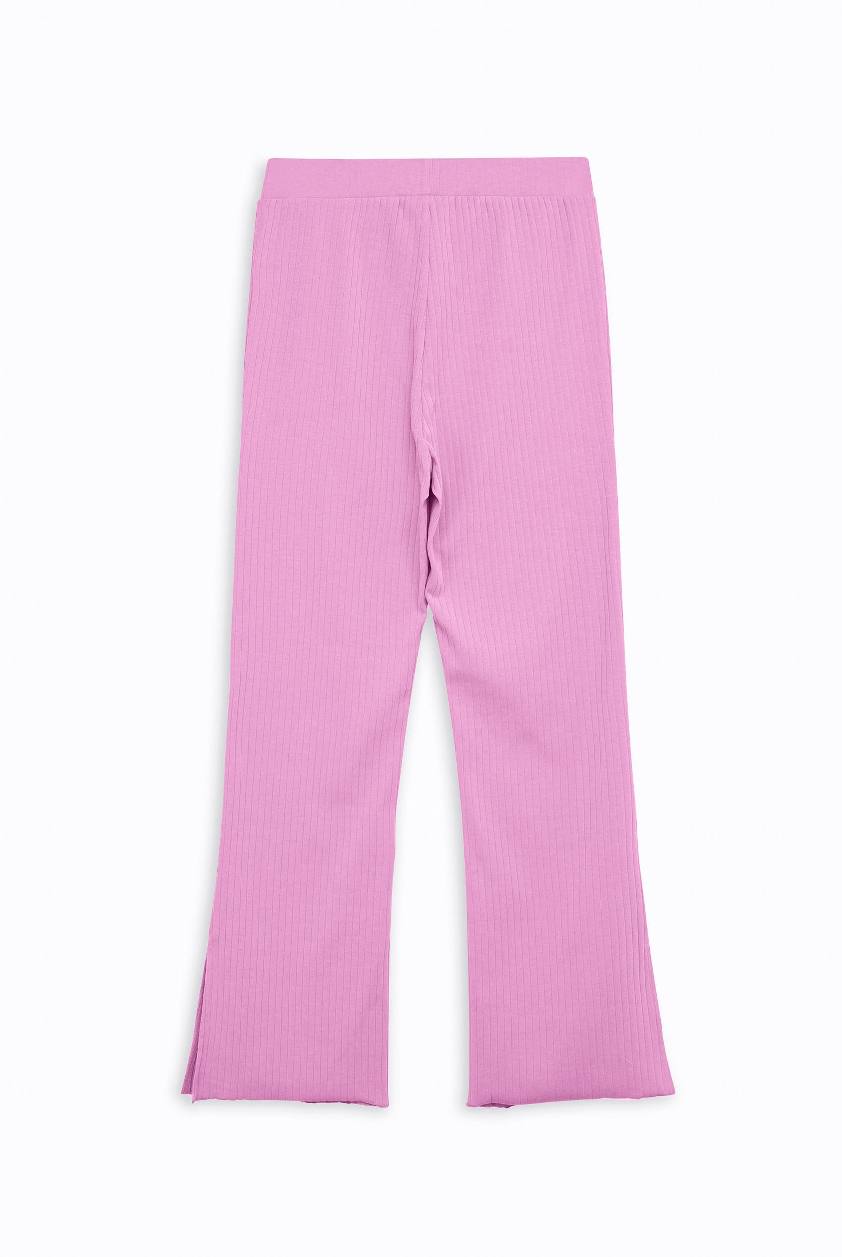 Textured Rib Side Slit Jersey Trousers