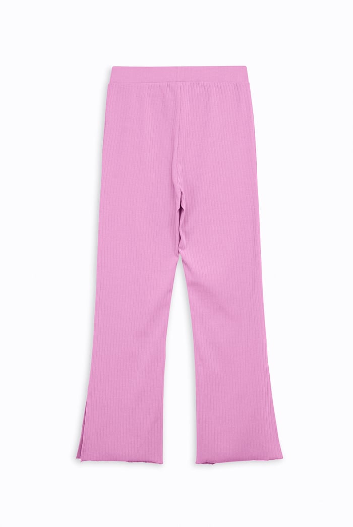 Textured Rib Side Slit Jersey Trousers