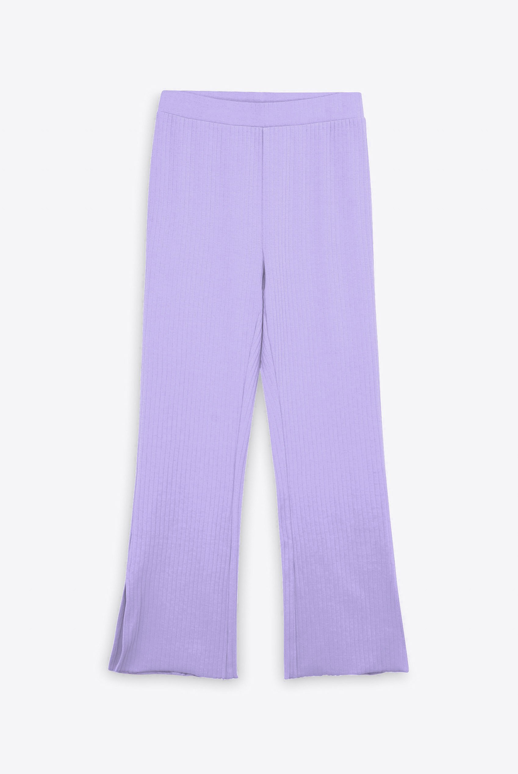 Textured Rib Side Slit Jersey Trousers