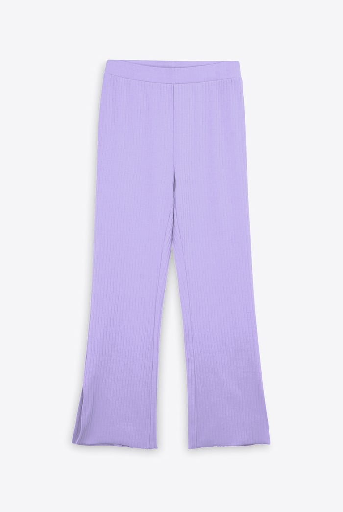 Textured Rib Side Slit Jersey Trousers