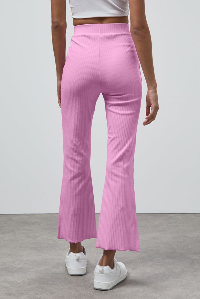 Textured Rib Side Slit Jersey Trousers
