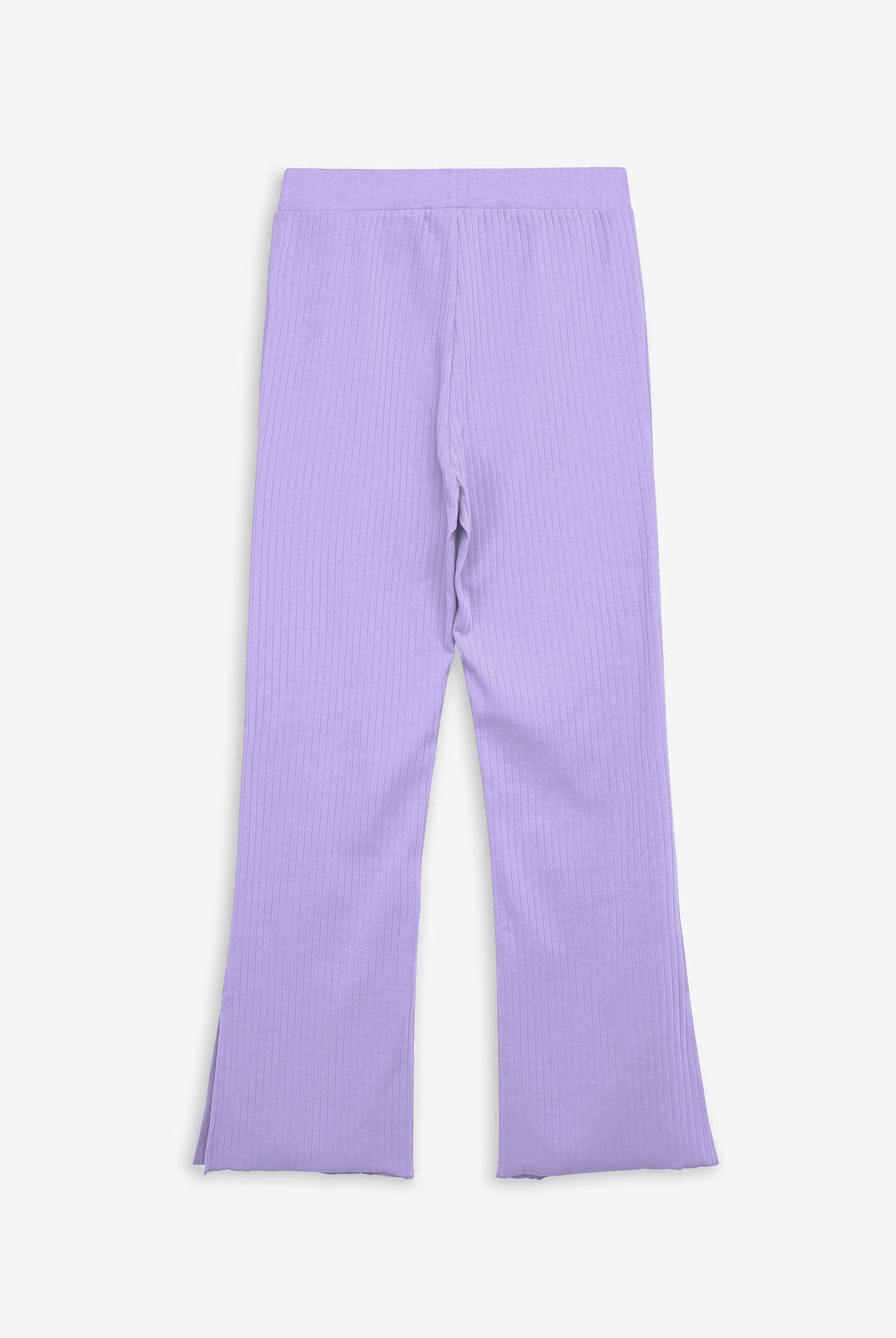 Textured Rib Side Slit Jersey Trousers