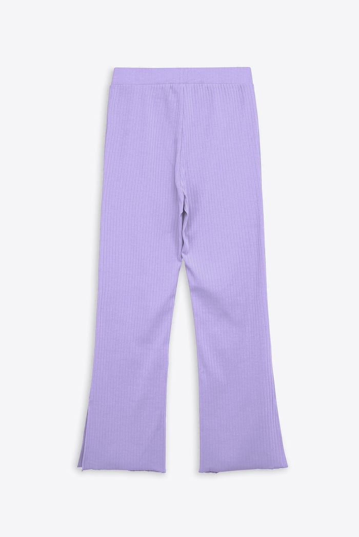 Textured Rib Side Slit Jersey Trousers
