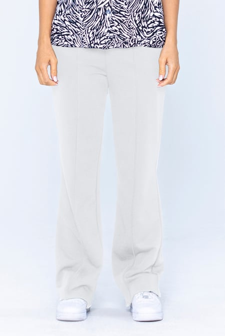 White Pin Tuck Front Jersey Trousers
