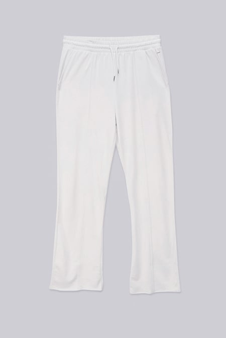 White Pin Tuck Front Jersey Trousers