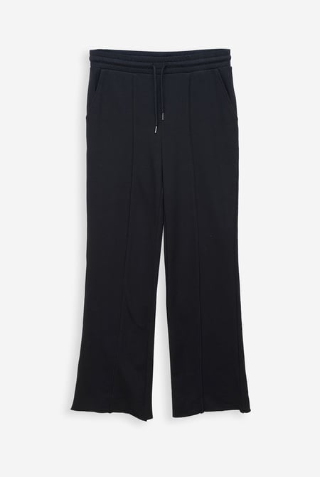 Black Pin Tuck Front Jersey Trousers