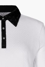 Laced Collar Design Jersey Tailored Shirt Dress