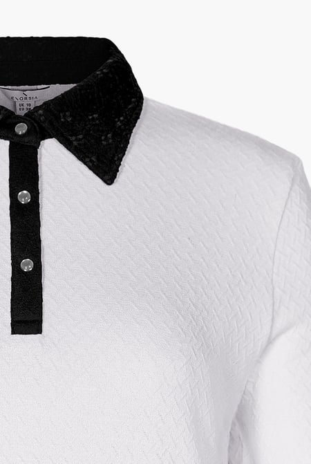 White Laced Collar Design Jersey Tailored Shirt Dress