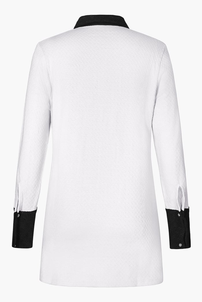 Laced Collar Design Jersey Tailored Shirt Dress