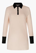 Laced Collar Design Jersey Tailored Shirt Dress