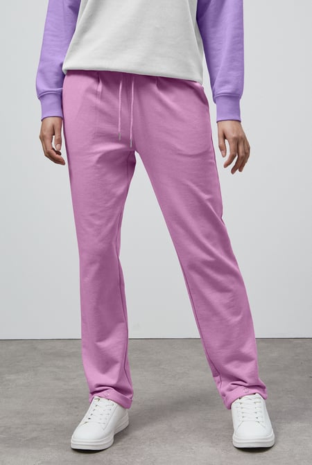 Purple Roll -Up Hem Jersey Trousers