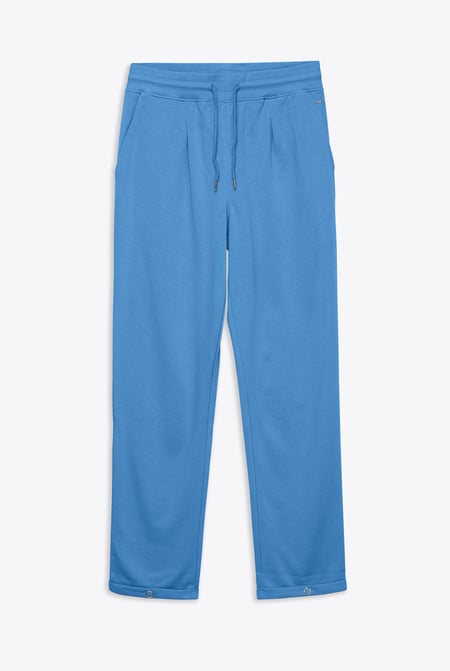 Blue Roll -Up Hem Jersey Trousers