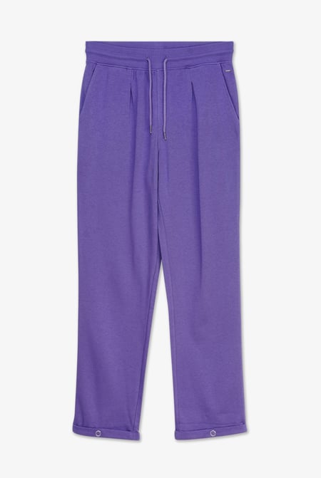 Purple Roll -Up Hem Jersey Trousers